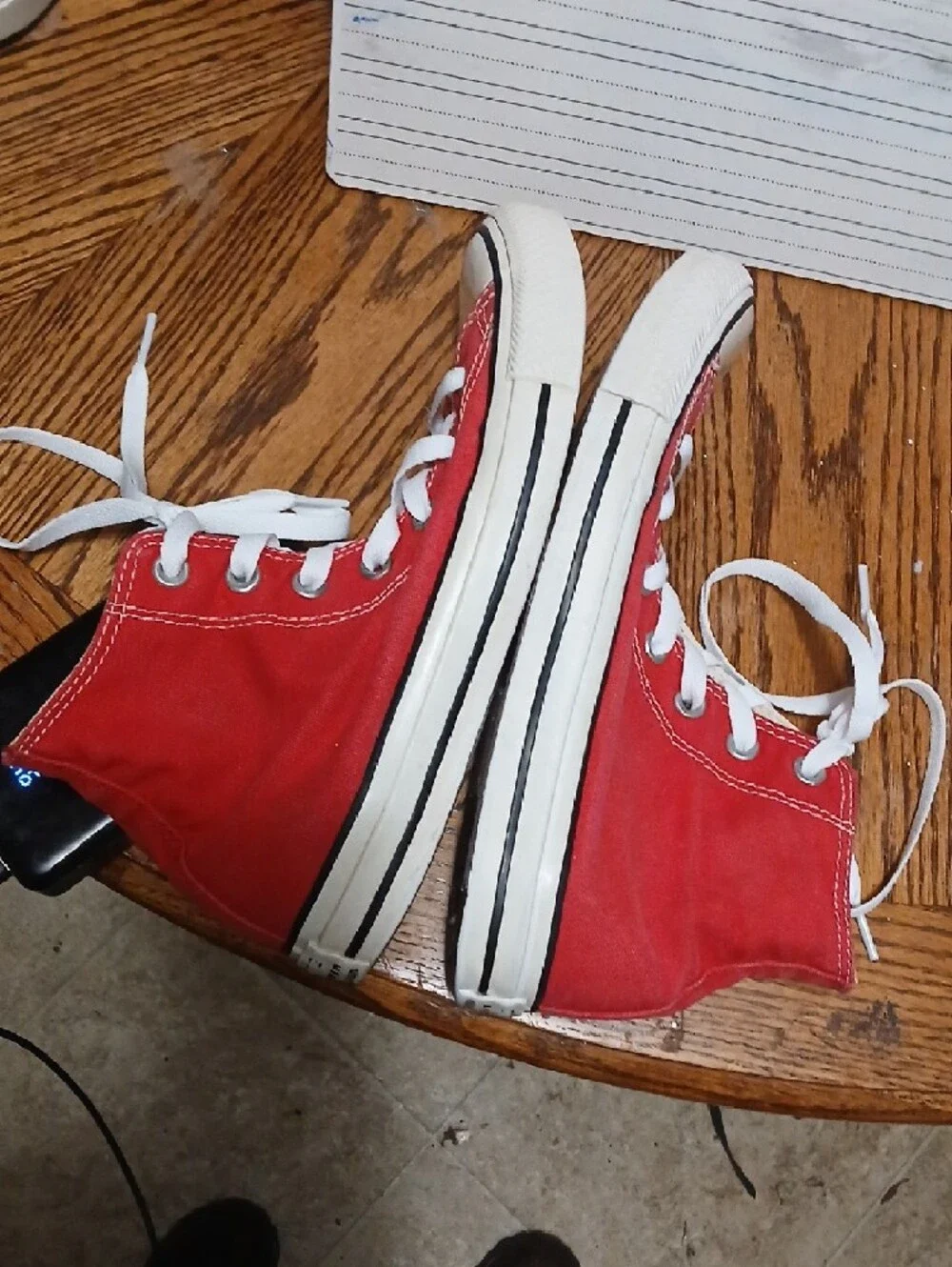 Converse C.Taylor Red‎ High-Top Canvas Sneakers with White Laces,sz.6